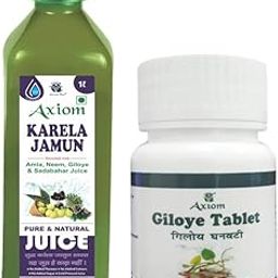 Axiom Karela Jamun Juice 1000 ml + Giloye Tablets (60 Tab.) | Helpful for Fever and Boosts Immunity | Quality Certified Product | WHO-GMP,GLP Certified Product-picture-28
