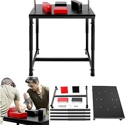 GERMANTECH FITNESS Professional Arm Wrestling Table, Height Adjustable, Black Steel Frame (Black)-picture-16