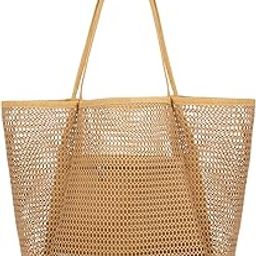 Mesh Beach Tote Bags for Womens,Large Causal Beach Hobo Bags for Beach Swimming Pools Beach Essentials-image-78