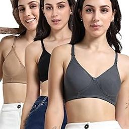 Lingerie Collection of Stylish Comfortable Bras Combo Pack of 3 | Seamless Soft Cotton Designs | Non Padded Full Coverage | Multiple Colors and Sizes for Everyday Use-image-56