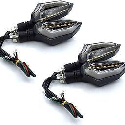 Kozdiko Front & Rear Side D Shape Yellow & Blue Motorcycle Bike Indicator Lights Turn Signal Bilnkers Light Set of 4 Honda SP 125-4