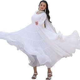 Women's Georgette Solid Anarkali Dress-picture-29