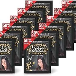 Zeba Zulf-e-Henna Natural Black Henna Powder for Hair, 50% Extra (pack of12,25gm each)-image-26