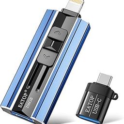 EATOP 256GB Flash Drive Intended for iPhone iPad Android and Computers, 4 in 1 Photo Stick for Phone Memory Storage Easily Backup Photos Videos, Plug and Play, No Application Required (Navy Blue)-picture-3