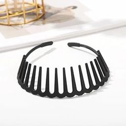 Non-Slip Resin Hair Hoop Matte Finish Teeth Comb Hairband, Shark Elastic Wavy Toothed Hair Comb Zigzag Headband, Hair Clasps for Women and Girls, (Pack of 1 Pcs) (Black)-16