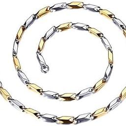 Stainless Steel Chain for Men and Boys (SILVER GOLD)-22