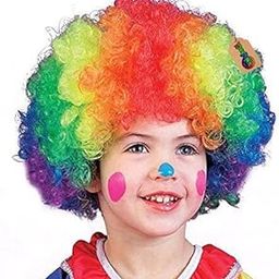 NAPP MALL Multi Coloured Malinga Style Hair cap Wig for All Age Group Free Size, Best for Holi and Stage Drama Show Joker Clown Hair Wig & Foam Nose Unisex Adult & Kids Fancy Dress Costume Accessory-image-5