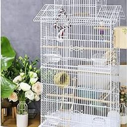 Bird cage for Budgies,Finches,Love Birds,with Cuttlefish BoneHolder,Cuttlefish Bone,3perch,4 Cups (47.5x36x104 cms)-Colors May Vary - Without Accessories-54