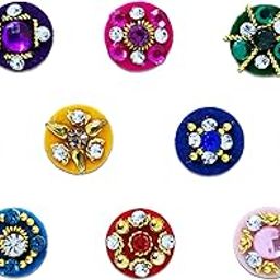 Comet Busters Round Multicolor Bindi With Stone Work For Women (10mm) (BIN186)-image-24