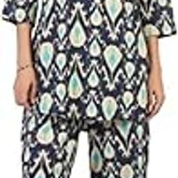 Blue Flora Cotton Co-ord Set for Women-image-33