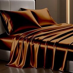 elanorhomes 300TC Premium Satin King Size Bedsheet 93 * 108 inches with 2 Pillow Covers | Ideal for Summers & Winters for Couples, Romantic Dates, and Weddings (Duchess Mocha)-26