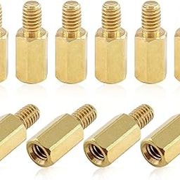 Uenhoy 20 Pcs M4 Male to Female Thread Brass Hex Standoff Spacer Pillar, M4 x 10 + 6mm Hex Standoff Cylinder Spacer for PCB Computer & Circuit Board-image-52