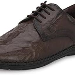 HITZMen's Brown Leather Casual Lace-Up Shoes-image-2