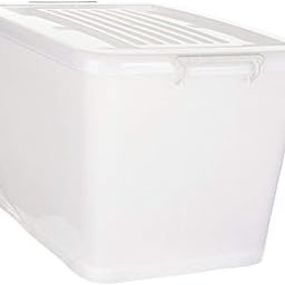 NOW & ZEN 110 Litre Large Plastic Container Multipurpose Stackable Storage Box with Lid, Handles, & Wheels | Dimensions: (LxWxH): (70 x 51 x 45) CM | Semi-Transparent-0
