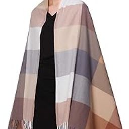 female Winter Brown Multicolor Warm Long Stoles Shawls Long Big Checked Scarves Woolen Women Casual Scarf Soft Wrap For Casual Formal Occassions- 200Cm*70Cm-19