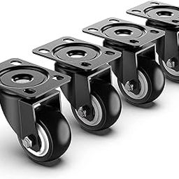 Volo 2 inch Swivel Caster Wheels Without Brake and No Noise Wheels, Heavy Duty Casters Total Capacity 600lbs (Pack of 4) Color : Black-image-56