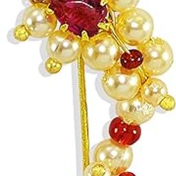 Maharashtrian Nath Nose pin Small Size Traditional Diamond Marathi Nathni Stud non piercing Pearl Gold Plated Nath Clip On Nose Jewellery For Girls and Women-23