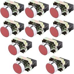 UJEAVETTE 10 Pieces Red Momentary Self-Reset Flush Push Button Switch 1 NC N/C 22mm-image-45