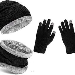 Combo Black Woolen cap neck warmer and gloves set-image-45