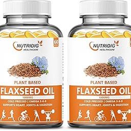 Nutrdig Healthcare 1000 MG Flaxseed Oil Soft Gel Capsules Valu Pack with Omega 3-6-9 for Joint, Heart, Skin & Metabolism | 60+60, 120 Soft Gels For Men & Women-image-90