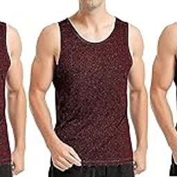 Gym Vest for Men & Boys Sports Running Cotton Sleeveless Vest/Baniyan Modern Fit Solid Inner wear in Maroon Color Pack of 3-image-61