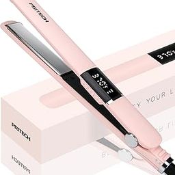 Hair Straightener, Titanium Heating Plate, LCD Display, Flat Iron Titanium with Adjustable Temperature 150-230°C, Universal Voltage, Straightener (Pink) (Red)-picture-38