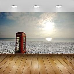 Avikalp Exclusive Awi7188 Red Telephone Booth On A Winter Beach Nature Full HD Wallpapers (213cm x 182cm)-image-60