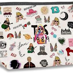 MAYCREATE® Taylor Swi*t Makeup Pouch Cotton Makeup Bag for Women Girls, Fashion Taylor Print Makeup Organizer Bag, Cosmetic Makeup Bag for Travel, TS Merch Music Fans Gifts-93