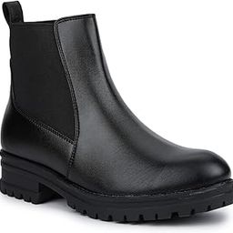 women's Black Slipon Round Toe both side Elastic Boots-image-2
