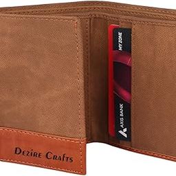 Men’s Trifold Wallet – Denim PU Leather, Slim & Stylish | 3 Card Slots, ID Window, Coin Pocket, 2 Currency Compartments & Hidden Pockets | Durable & Lightweight for Office, Travel & Daily Use (Tan)-image-27