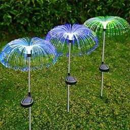 G.FIDEL Solar Flower Garden Light Outdoor Jellyfish Shape Solar Yard Lights Decorative, 7 Color Changing Solar Powered Stake Light [ Multi, Pack of 1 ](Metal)-image-66