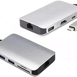 Tobo Type C to HDMI 8 in1 USB 3.0,USB 2.0, HDMI 4K, RJ45,SD,TF Card Reader Adapter.(Silver)-33