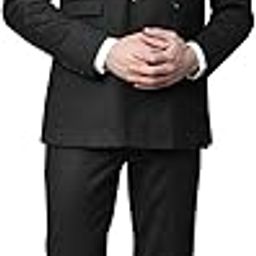 Men Black Solid Slim Fit Double Breasted Suit-image-4