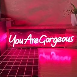 SG PRINT You Are Gorgeous Neon Sign, Bar Nail Hair Salon Shop Decor Neon Sign Bedroom Led Pink Light Party Decor Gift-image-69