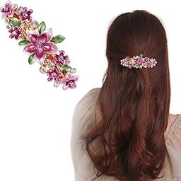 MAYCREATE® Barrette Hair Clips For Women, Luxurious Flower Spring Hair Clip, Stylish Metal Crystal Hair Barrettes Accessories Ponytail Holder For Daily, Mothers Day Gift,Multi-image-55