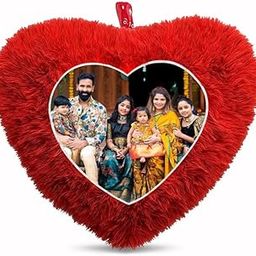 BMRGIFTS Fur Personalized Gift Photo Cushion for Boyfriend Girlfriend Husband Wife on Occasions Valentine's Day Birthday Anniversary Special Love Gift Heart 15x17 inch, Red (PC31)-image-85