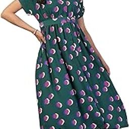 Maternity Zipless Feeding Dress for Women | 100% Rayon Pre & Post Pregnancy Placement Printed Design Dress for Woman | Nursing Dresses for Breastfeeding for Mothers with Pockets-image-1