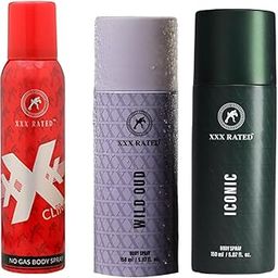 XXX Rated Wild Oud, Iconic & Climax No Gas Body Spray Combo | Exotic, Classic & Fresh Fragrance | 150+150+120 Ml-image-78