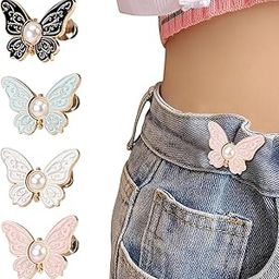 4 Pairs Jeans Tightening Clips, SANNIDHI® Butterfly Jean Adjustable Pins, Waist Tightener Jeans Adjustable Buttons, Instant Adjustable Waist Clips Decorative Waist Buckles for Jeans, Skirt-image-99