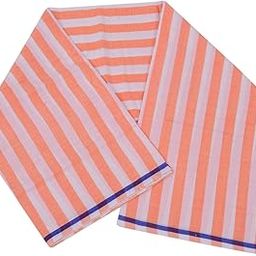 Handloom Bhagalpuri 100% Cotton White & Orange Striped Lungi,Dhoti for Men-image-70