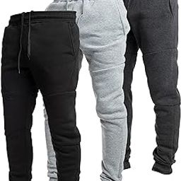 3 Pack Fleece Active Tech Joggers for Men, Mens Sweatpants with Zipper Pockets-15