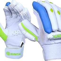 RMAX Unisex Leather & PVC Cricket Batting Gloves (Senior, Right Hand, Green Blue)-image-2