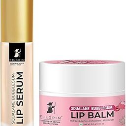Pilgrim Squalane Hydra-Plumping Lip Balm+Lip Serum Combo(Bubblegum)|Lip Serum With Roll-On For Visibly Plump Lips|Soothing&Hydrating Dry&Chapped|Shea Butter&Pomegranate For Soft Lips,Pack Of 1,Pink-17