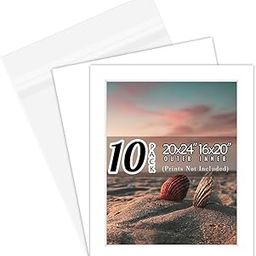 10 of 20x24 White Pre-Cut Acid-Free whitecore mat for 16x20 + Back+Bag-image-7