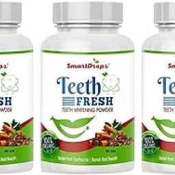 Smartdrops Teeth Whitening Activated Charcoal Powder | For Yellow Stain, Tartar, Gutkha Stain and Yellow Teeth - 80 gm - Pack of 3-17