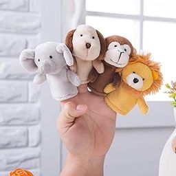 LR Decor Cartoon Animal Finger Puppets Set Baby Fingers Toys Kids Gift Dark Brown Monkey-image-20