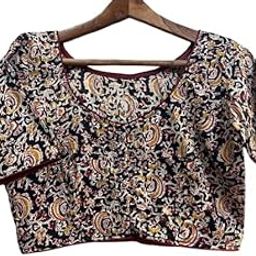 Handcrafted Motif Printed Blouses for Women's,Black-30