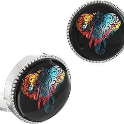 18K Yellow Gold Colour Plated Ganapati Button Cover Cufflinks for Men – Colorful Snap-on Shirt Accessory for Strength, Grace & Bold Beginnings-image-79