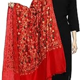 Women's Kashmiri Aari Embroided Floral Cashmilon Woven Stoles, Shawls, Wraps (SIZE: 40" X 80")-image-51