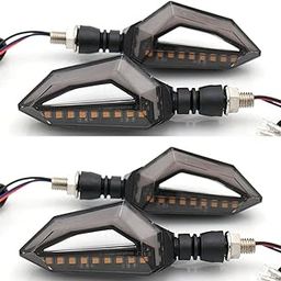 DHANVINE Front & Rear Side D Shape Yellow & Blue Motorcycle Bike Indicator Lights Led Bulb Turn Signal Bilnkers Light Set of 4 For Bajaj Platina 100-10